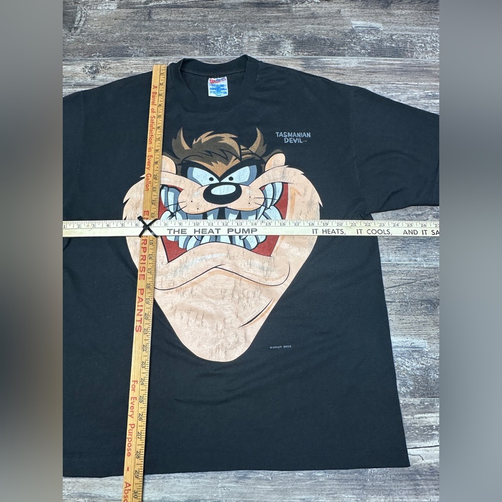 Vintage 90s Taz Tasmanian Devil Tee Distressed Warner Bros Looney Tunes XL - Picture 4 of 7